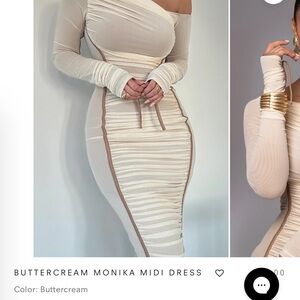 Cream Ruched One Shoulder Bodycon Dress